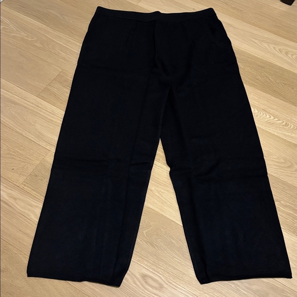 WYNNE LAYERS (1X) Sweater Knit Wide-Leg Pants Pockets Pull-On Soft Black NWT - Picture 5 of 12